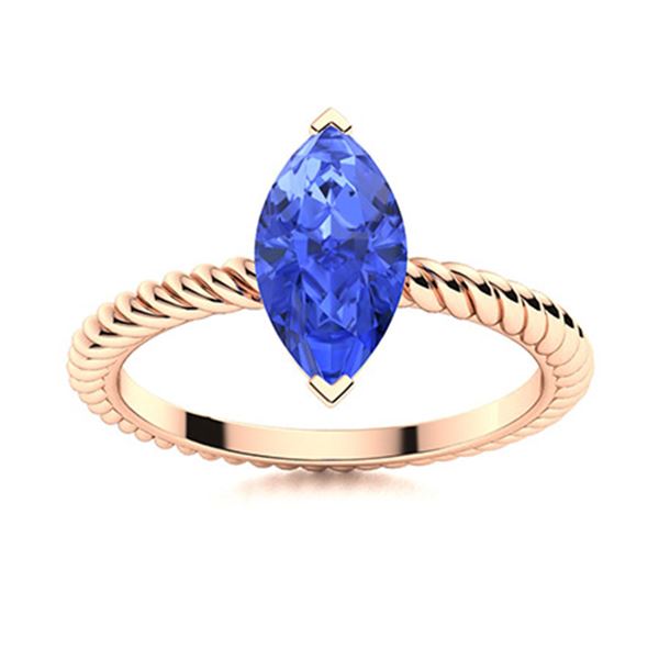 Natural 1.02 CTW Ceylon Sapphire Solitaire Ring 14K Rose Gold