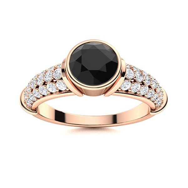 Natural 1.16 CTW Black & White Diamond Engagement Ring 14K Rose Gold
