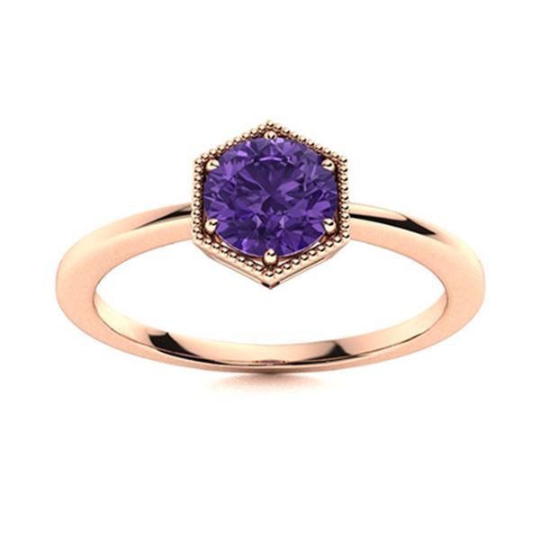 Natural 0.71 CTW Amethyst Solitaire Ring 14K Rose Gold