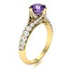 Image 2 : Natural 2.53 CTW Amethyst & Diamond Engagement Ring 14K Yellow Gold