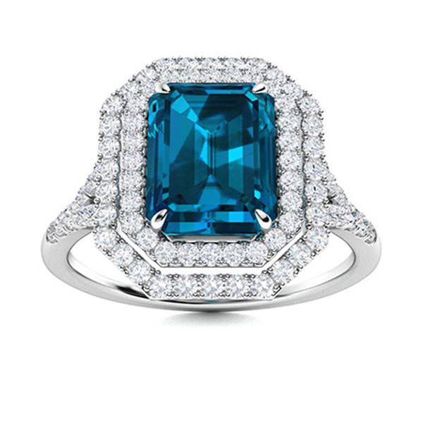 Natural 2.65 CTW Topaz & Diamond  Engagement Ring 18K White Gold