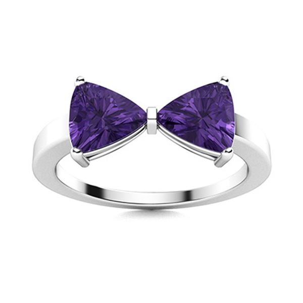 Natural 1.91 CTW Amethyst Solitaire Ring 14K White Gold