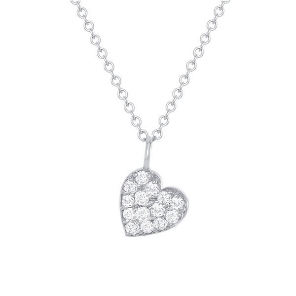 Natural 0.17 CTW Petite Diamond Heart Necklace 14KT White Gold
