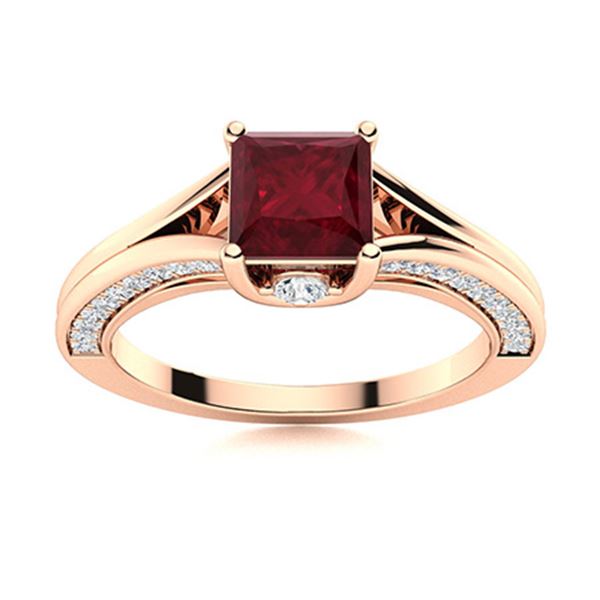 Natural 1.02 CTW Ruby & Diamond Engagement Ring 14K Rose Gold