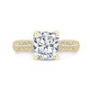 Image 1 : Natural 3.32 CTW Cushion Cut Micro Pave Diamond Engagement Ring 18KT Yellow Gold