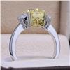 Image 4 : Natural 2.22 CTW Canary Light Yellow Radiant Cut & Half Moon Diamond Ring 14KT White Gold
