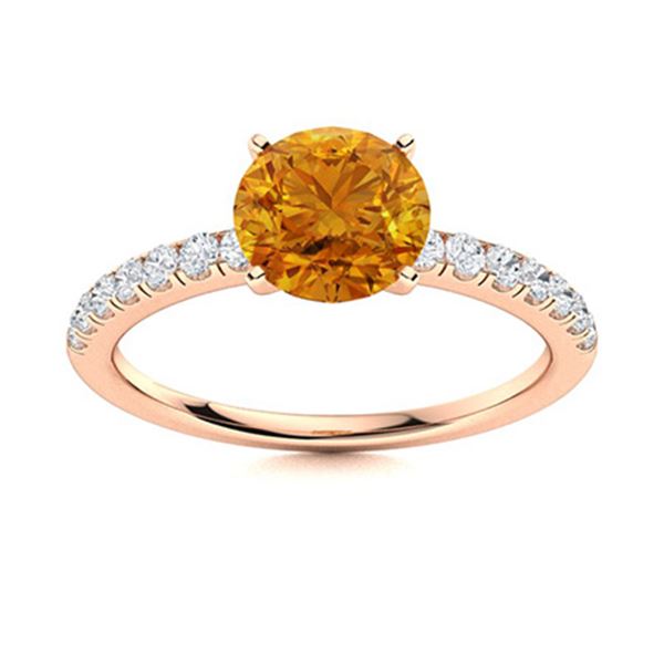 Natural 0.96 CTW Citrine & Diamond Engagement Ring 14K Rose Gold
