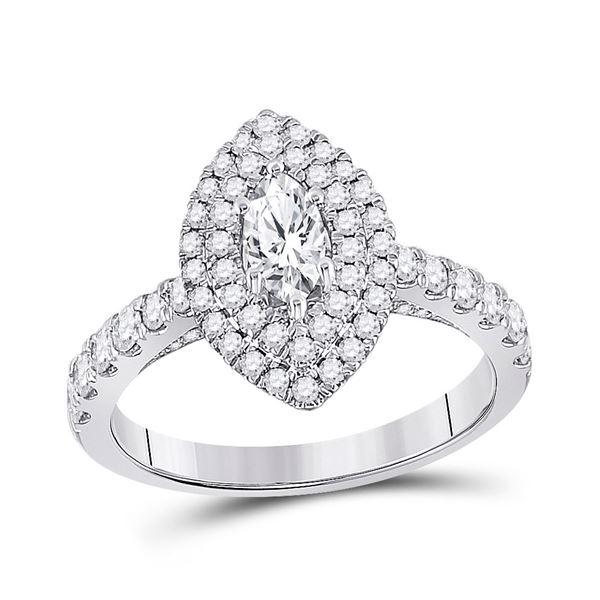 14kt White Gold Marquise Diamond Solitaire Bridal Wedding Engagement Ring 1 Cttw