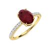 Image 2 : Natural 3.31 CTW Ruby & Diamond Engagement Ring 14K Yellow Gold