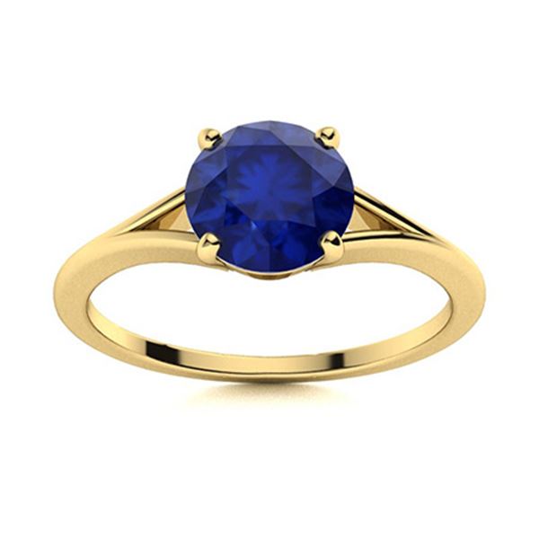 Natural 2.02 CTW Sapphire Solitaire Ring 18K Yellow Gold