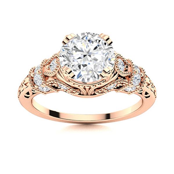 Natural 1.86 CTW Diamond Solitaire Ring 18K Rose Gold
