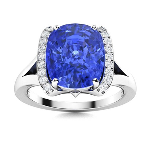 Natural 2.52 CTW Ceylon Sapphire & Diamond Engagement Ring 14K White Gold