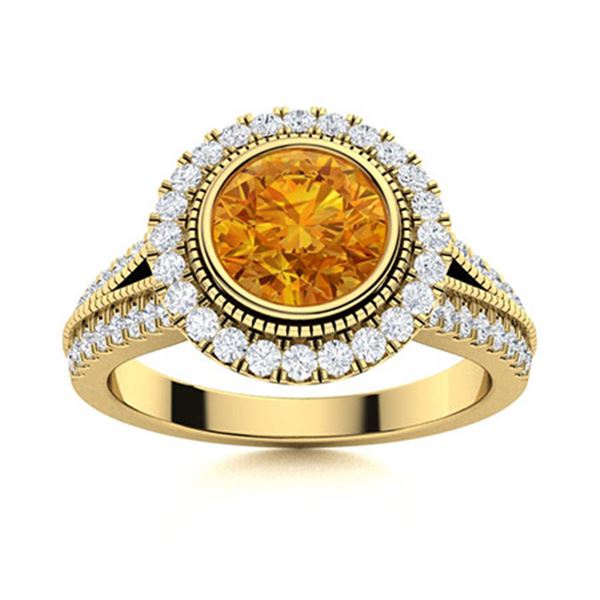 Natural 1.78 CTW Citrine & Diamond Engagement Ring 14K Yellow Gold