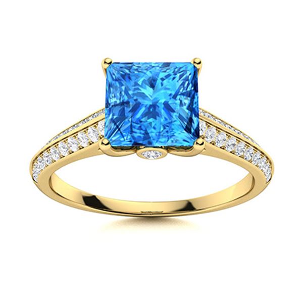 Natural 1.62 CTW Topaz & Diamond  Engagement Ring 18K Yellow Gold