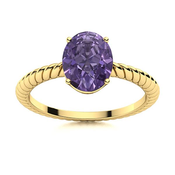 Natural 1.56 CTW Iolite Solitaire Ring 18K Yellow Gold