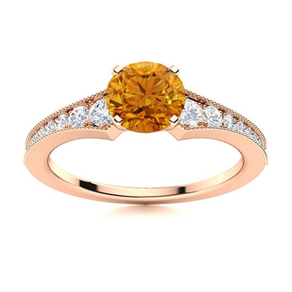 Natural 0.86 CTW Citrine & Diamond Engagement Ring 18K Rose Gold