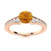 Image 1 : Natural 0.86 CTW Citrine & Diamond Engagement Ring 18K Rose Gold