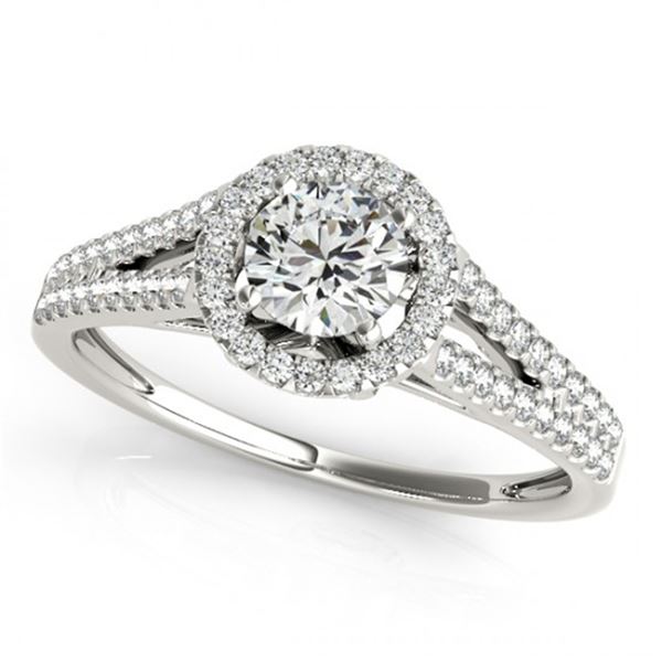 Natural 0.8 ctw Diamond Halo Ring 14k White Gold