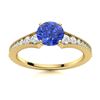Image 1 : Natural 2.26 CTW Ceylon Sapphire & Diamond Engagement Ring 18K Yellow Gold