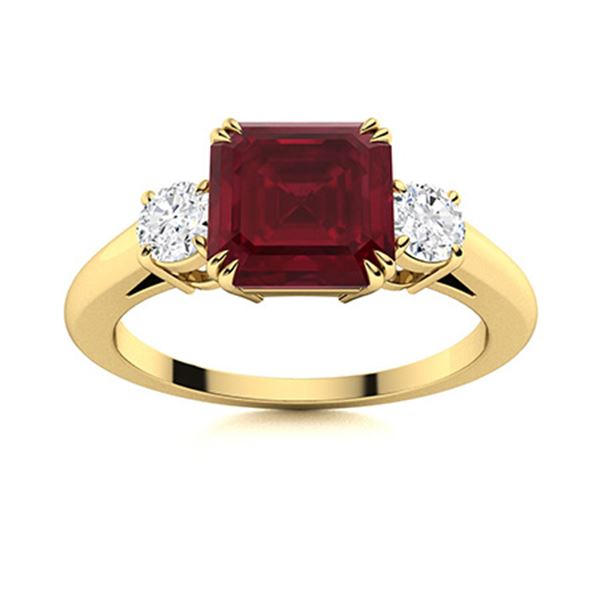 Natural 1.73 CTW Ruby & Diamond Engagement Ring 14K Yellow Gold