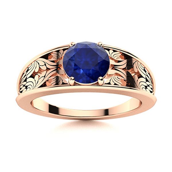 Natural 2.01 CTW Sapphire Solitaire Ring 14K Rose Gold