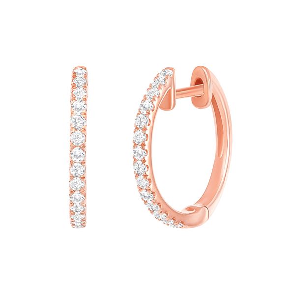 Natural 0.26 CTW Diamond Huggie Hoops 18KT Rose Gold