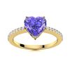 Image 1 : Natural 0.72 CTW Tanzanite & Diamond Engagement Ring 18K Yellow Gold