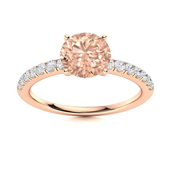 Natural 1.67 CTW Morganite & Diamond Engagement Ring 18K Rose Gold