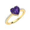 Image 2 : Natural 0.90 CTW Amethyst & Diamond Engagement Ring 14K Yellow Gold