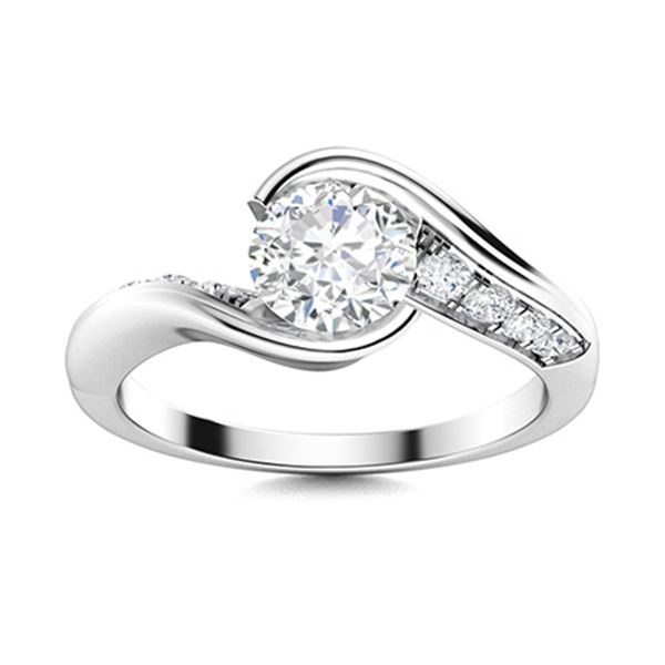 Natural 0.66 CTW Diamond Solitaire Ring 14K White Gold