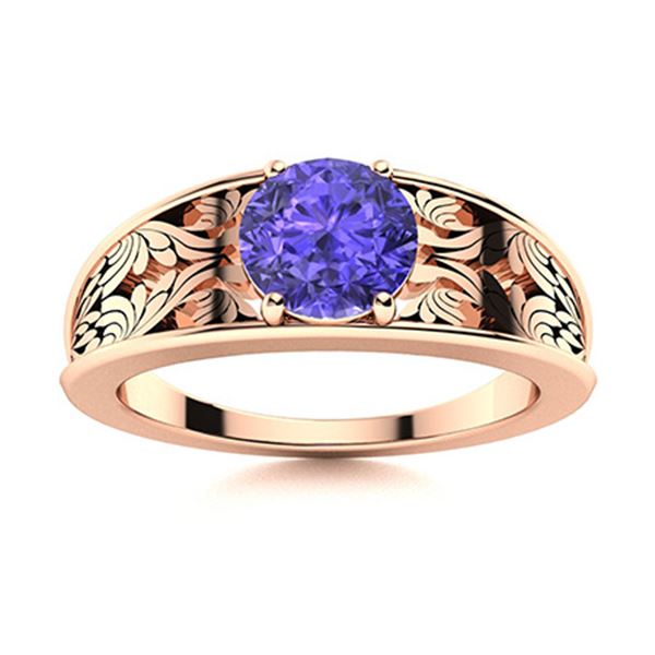 Natural 0.82 CTW Pink Sapphire Solitaire Ring 18K Rose Gold