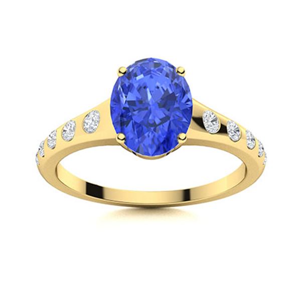 Natural 2.11 CTW Ceylon Sapphire & Diamond Engagement Ring 18K Yellow Gold