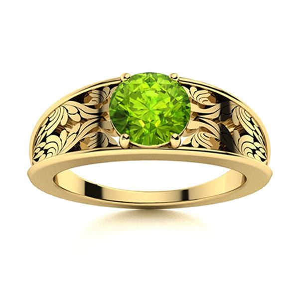 Natural 0.61 CTW Peridot Solitaire Ring 14K Yellow Gold