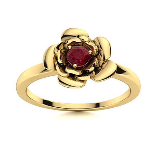 Natural 0.12 CTW Ruby Solitaire Ring 18K Yellow Gold