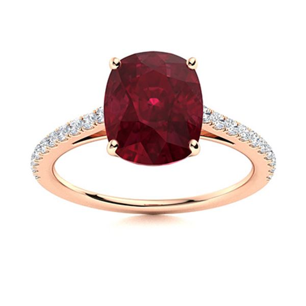 Natural 2.64 CTW Ruby & Diamond Engagement Ring 18K Rose Gold