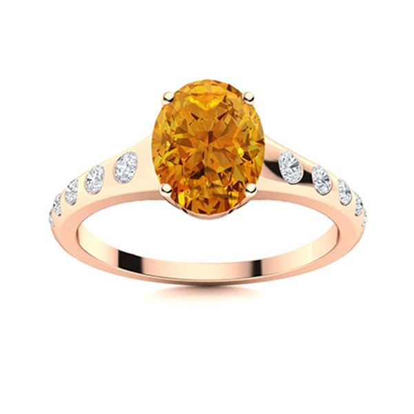 Natural 3.37 CTW Citrine & Diamond Engagement Ring 14K Rose Gold