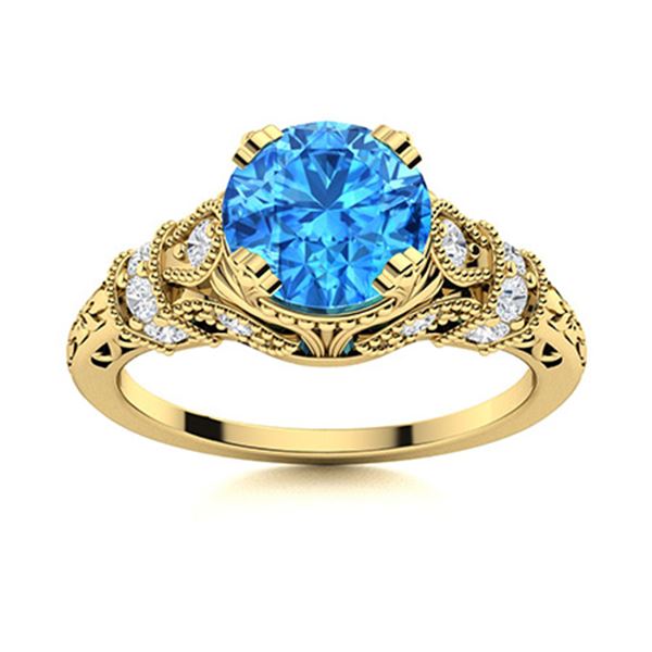 Natural 1.55 CTW Topaz & Diamond Engagement Ring 14K Yellow Gold