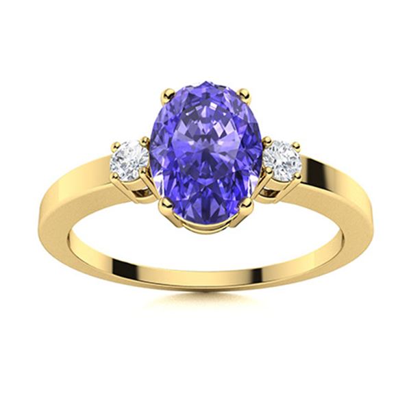 Natural 0.97 CTW Tanzanite & Diamond Engagement Ring 18K Yellow Gold