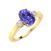 Image 2 : Natural 0.97 CTW Tanzanite & Diamond Engagement Ring 18K Yellow Gold