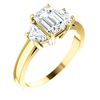 Image 1 : Natural 1.52 CTW 3-Stone Emerald Cut & Half Moons Diamond Ring 18KT Yellow Gold