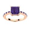 Image 1 : Natural 0.70 CTW Amethyst & Diamond  Engagement Ring 18K Rose Gold