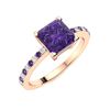 Image 2 : Natural 0.70 CTW Amethyst & Diamond  Engagement Ring 18K Rose Gold