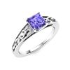 Image 2 : Natural 0.81 CTW Tanzanite Solitaire Ring 18K White Gold