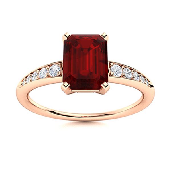 Natural 1.27 CTW Garnet & Diamond Engagement Ring 18K Rose Gold