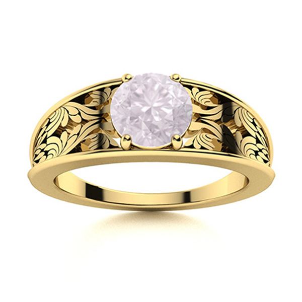 Natural 0.61 CTW Rose Quartz Solitaire Ring 14K Yellow Gold