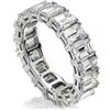 Image 3 : Natural 4.02 CTW Emerald Cut Diamond Eternity Ring 14KT White Gold