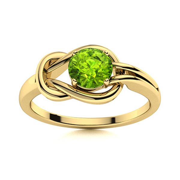 Natural 1.06 CTW Peridot Solitaire Ring 18K Yellow Gold