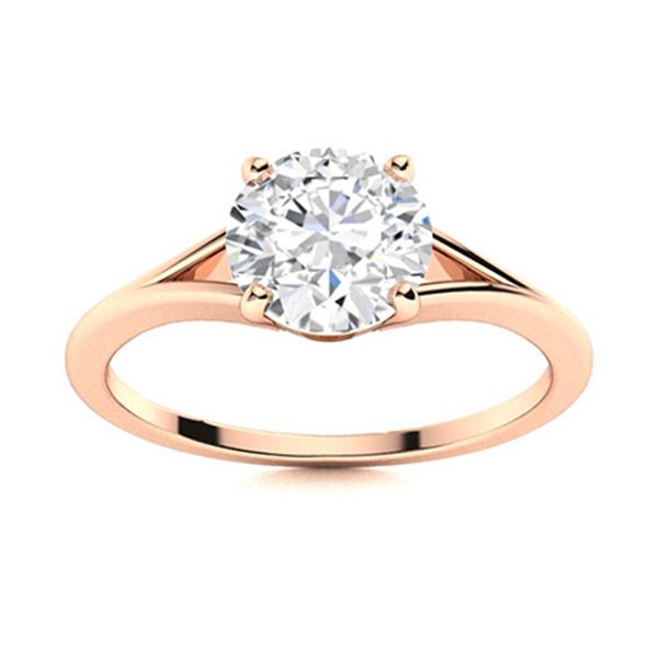 Natural 1.86 CTW Diamond Solitaire Ring 14K Rose Gold