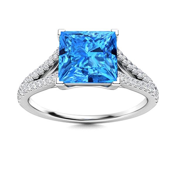 Natural 1.20 CTW Topaz & Diamond  Engagement Ring 18K White Gold