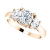 Image 1 : Natural 2.52 CTW Cushion Cut & Half Moons 3-Stone Diamond Ring 18KT Rose Gold